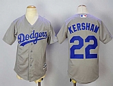 Youth Los Angeles Dodgers #22 Clayton Kershaw Gray New Cool Base Jersey,baseball caps,new era cap wholesale,wholesale hats